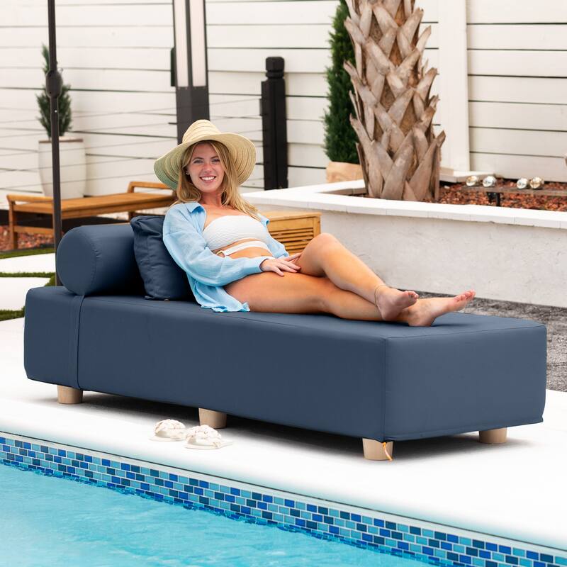 Jaxx Alvy Outdoor Sun Lounger - Luxurious Sunbed with Wood Feet Sunbrella