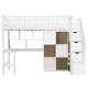 preview thumbnail 10 of 26, Solid Wood Loft Bed with Built-in Desk and LED, Twin Size Frame with Storage Shelves, Cabinets & Storage Staircase for Kids