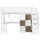 preview thumbnail 27 of 32, Wooden Loft Bed Twin Size High Loft Bed with Light, Cabinets and Storage Shelves, All-in-One Bed Frame with Staircase and Desk