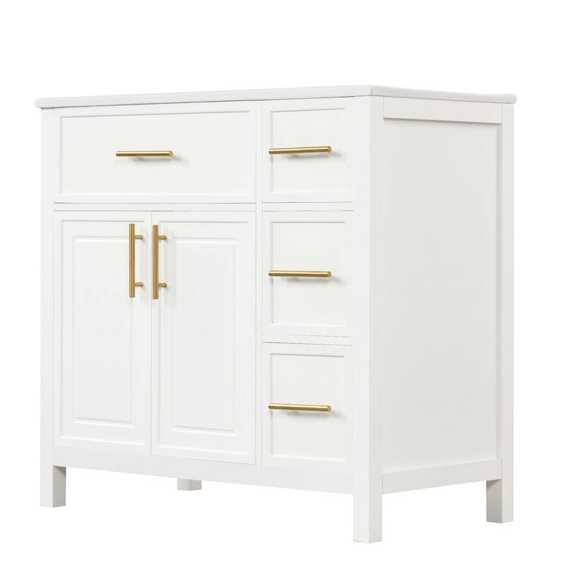 36" Modern Bathroom Vanity Set with Ceramic Sink, Storage Cabinet & Drawers