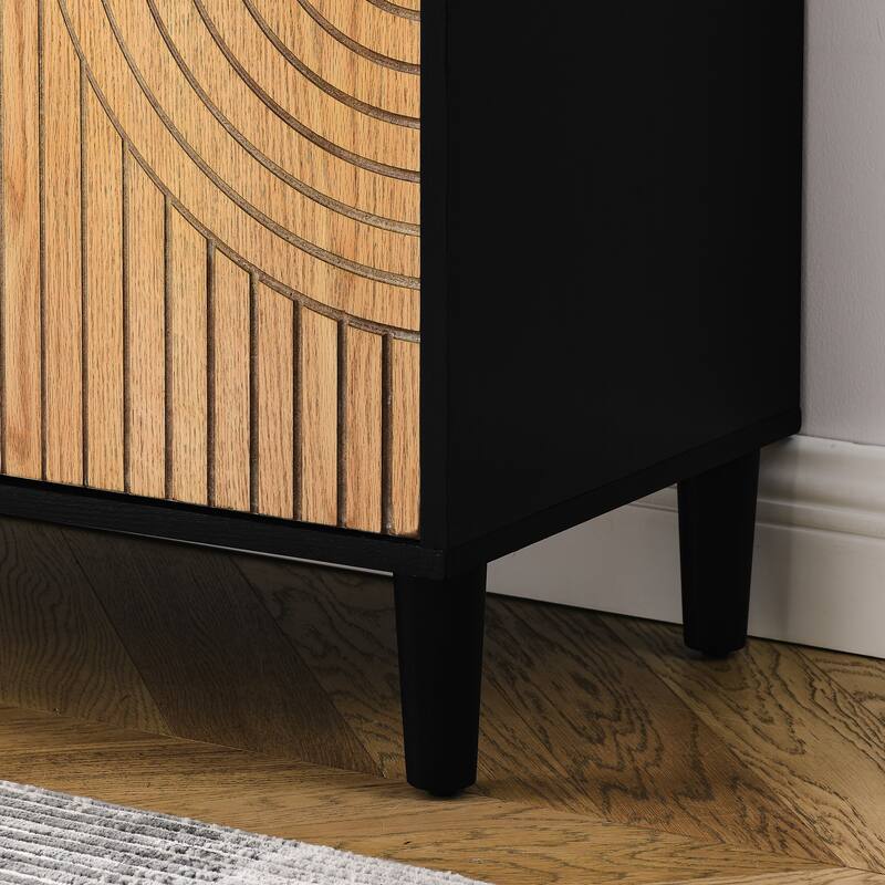 Storage Cabinet MDF Free Standing Chest With Double Doors Kitchen Buffet Sideboard Accent Entryway Console Table Cabinet