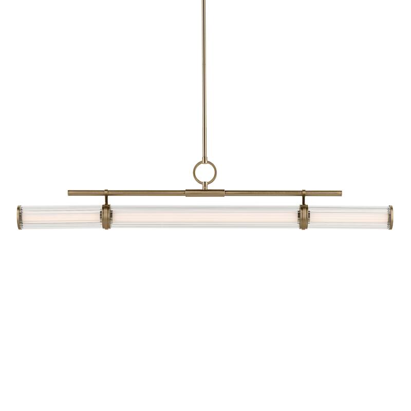 Riven 48.25 Inch LED 1 Light Linear Chandelier with Clear Fluted Glass in Champagne Bronze