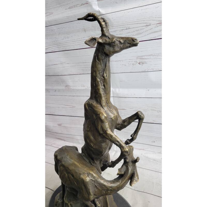 Two Gazelle Antelope Kudu Bronze Wildlife Genuine Bronze Sculpture Figurine