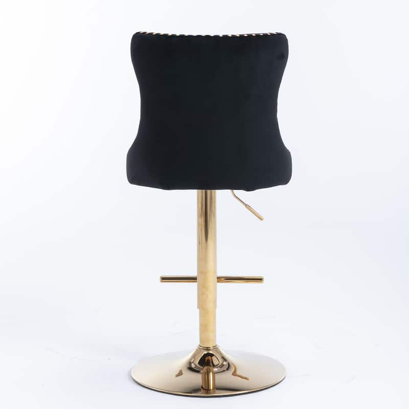 Swivel Velvet Barstools Set of 2, Upholstered Bar Stools with Adjusatble Height, Counter Height Bar Chairs with Tufted Back