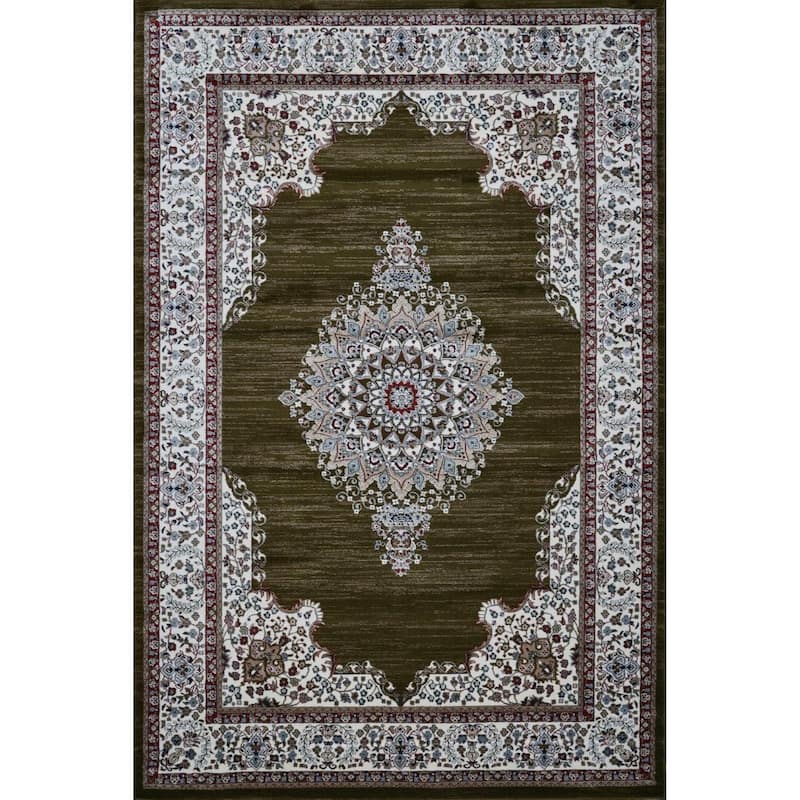 Master Collection Medallion Transitional Area Rug - Green - 10' x 14'