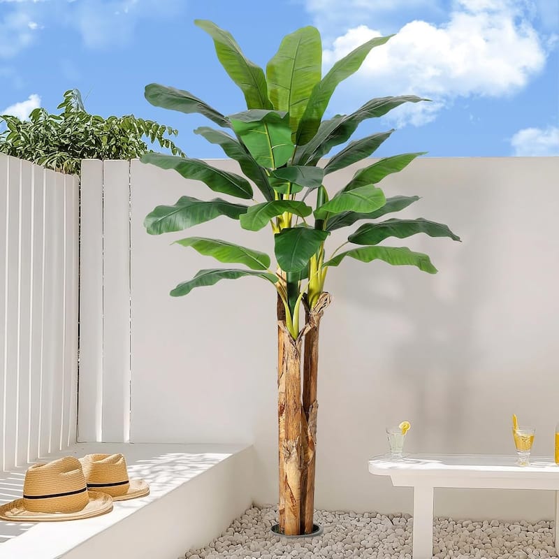 Artificial Faux Silk Banana Tree for Home Tropical Decor - 7 ft
