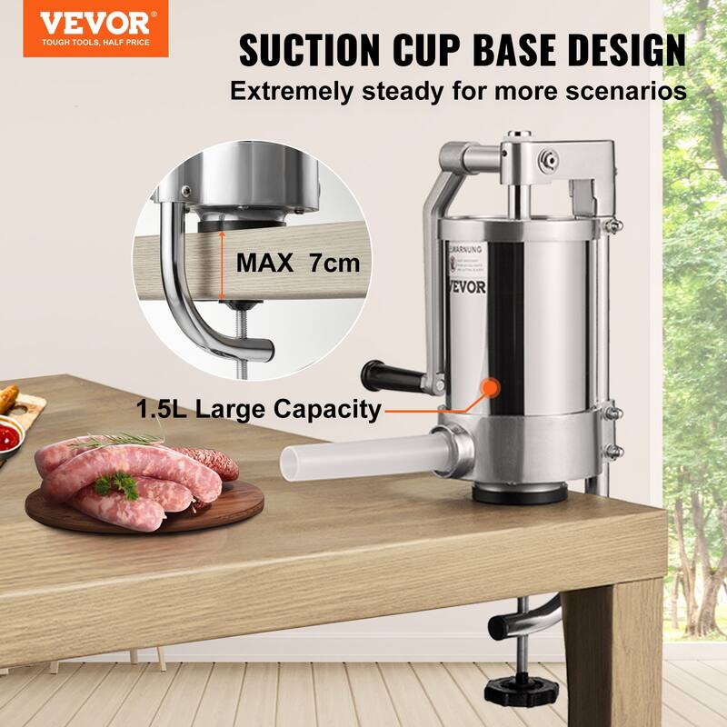 VEVOR Sausage Stuffer 304 Stainless Steel Vertical Sausage Stuffer Sausage Filling Machine