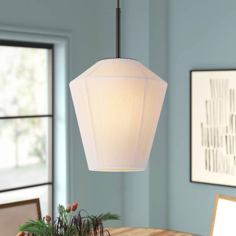 1-Light Modern Farmhouse Handwoven Rope Pendant Light for Kitchen Island - 10.6 in. W x 11.8 in. H