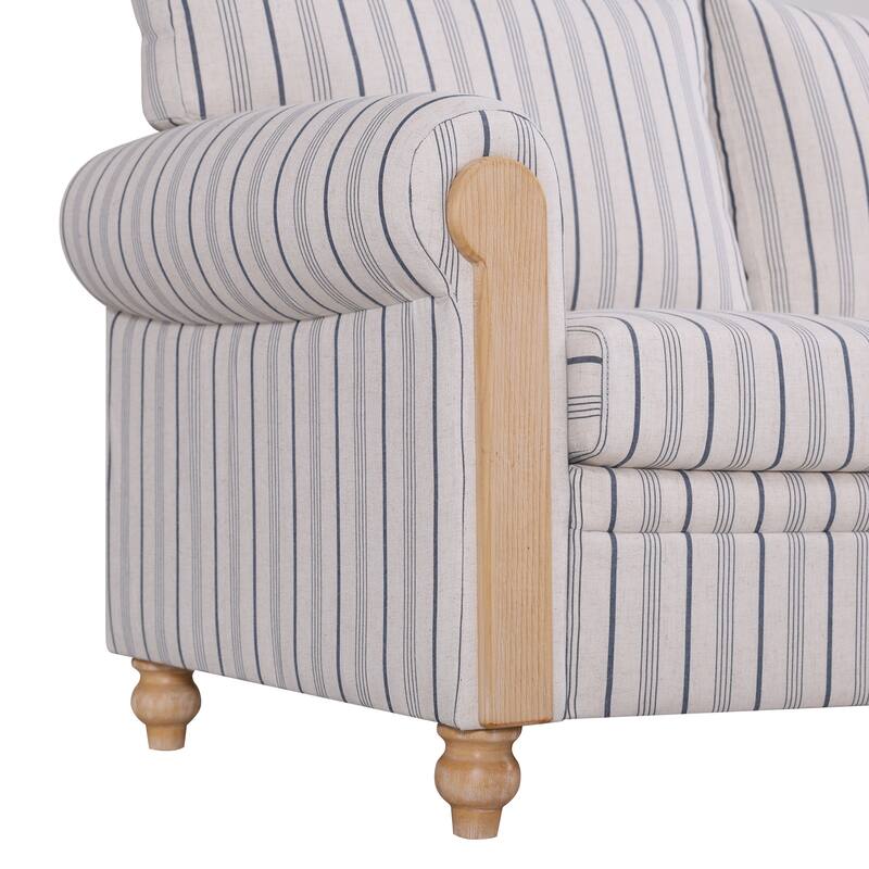 GDFStudio - Upholstered 84" 3-Seater Sofa with Birch Legs