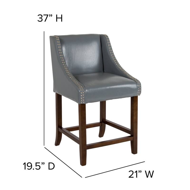 24-inch Transitional Curved Walnut Counter Height Stools (Set of 2) - 20"W x 22"D x 36"H