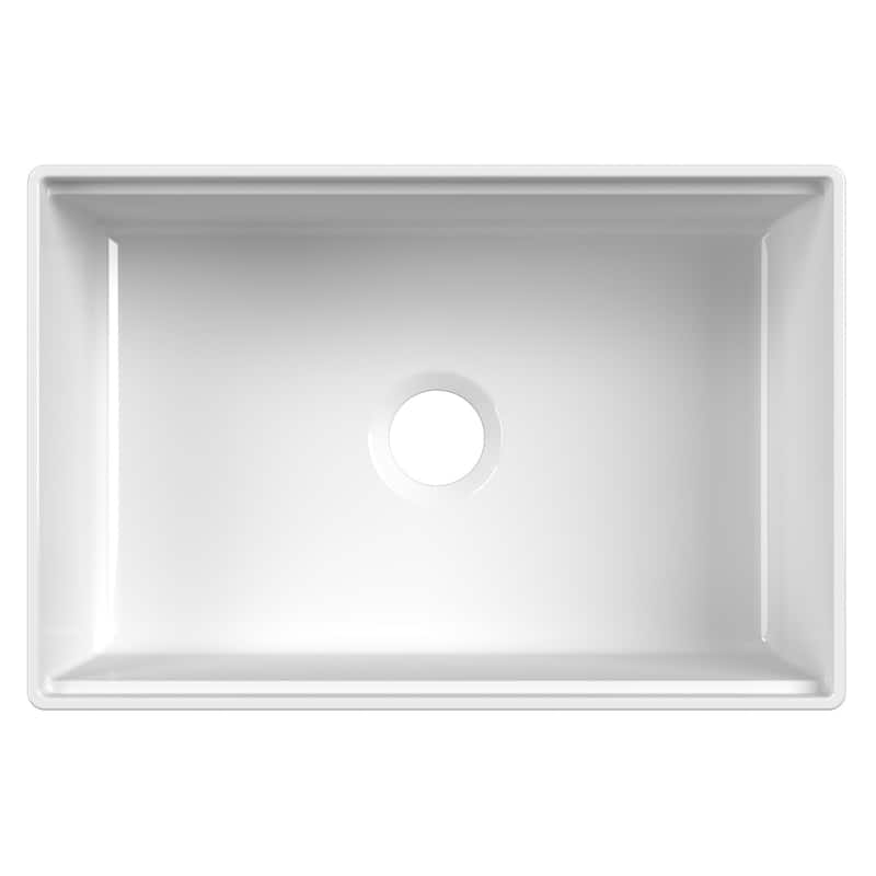 Ruvati 27 inch Fireclay Workstation White Farmhouse Kitchen Sink Apron Front Single Bowl - RVL2781WH - 27 x 18