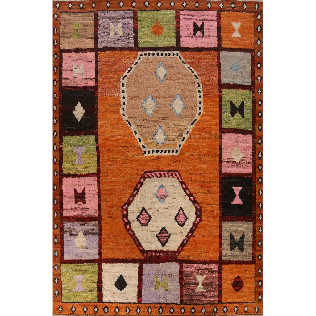 Tribal Geometric Moroccan Area Rug Handmade Oriental Wool Carpet - 6'8" x 9'7"