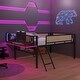 preview thumbnail 26 of 33, Full Size Led Loft Bed Frame Double Bed with Rectangular Desk, Led Lights, With Storage Shelves And Hanging Storage