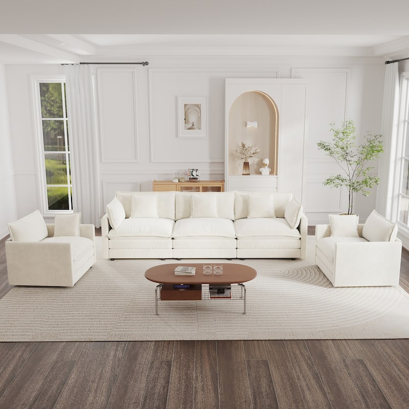 Cloud Chenille Upholstered Modular Sectional Sofa with DIY Combination Design