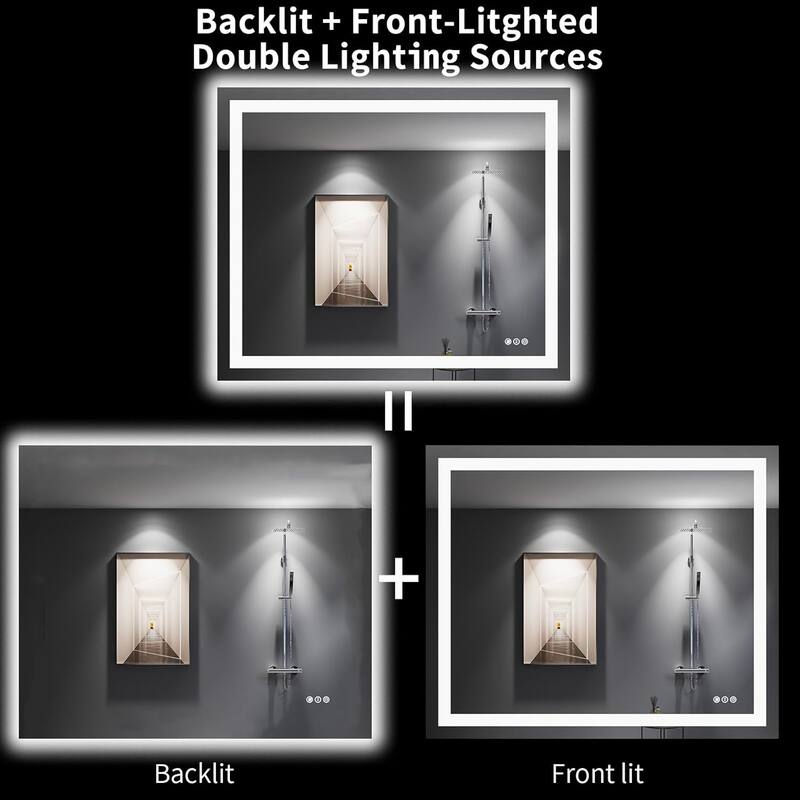 48x40 Inch Frameless LED Bathroom Mirror,Smart Mirror - White