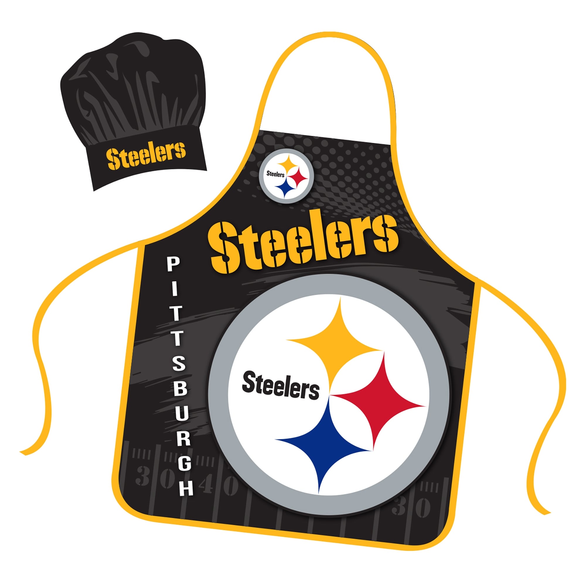 NFL Apron & Chef Hat Set, with Large Team Logo - Pittsburgh Steelers - 31" x 25"