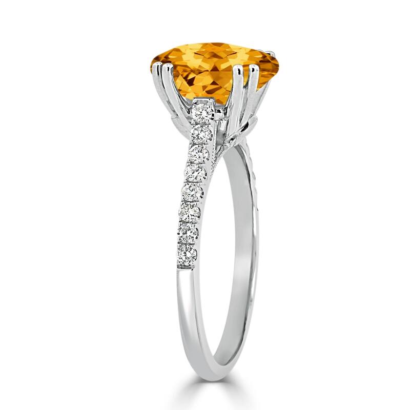 Auriya 2 3/4ct Fancy Oval Citrine and Diamond Engagement Ring 1/4cttw 14k Gold