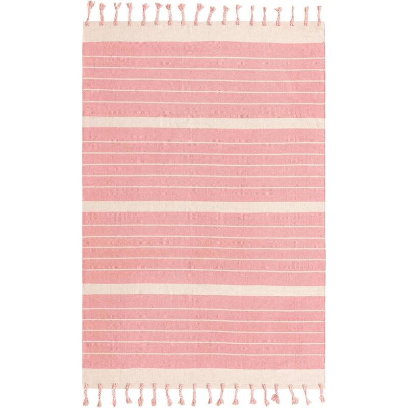Contemporary Dario Collection Area Rug - Pink-White - 6'1"x9'