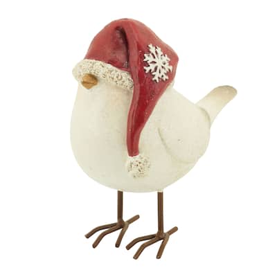 Bird with Santa Hat Home Accent - 4.5"