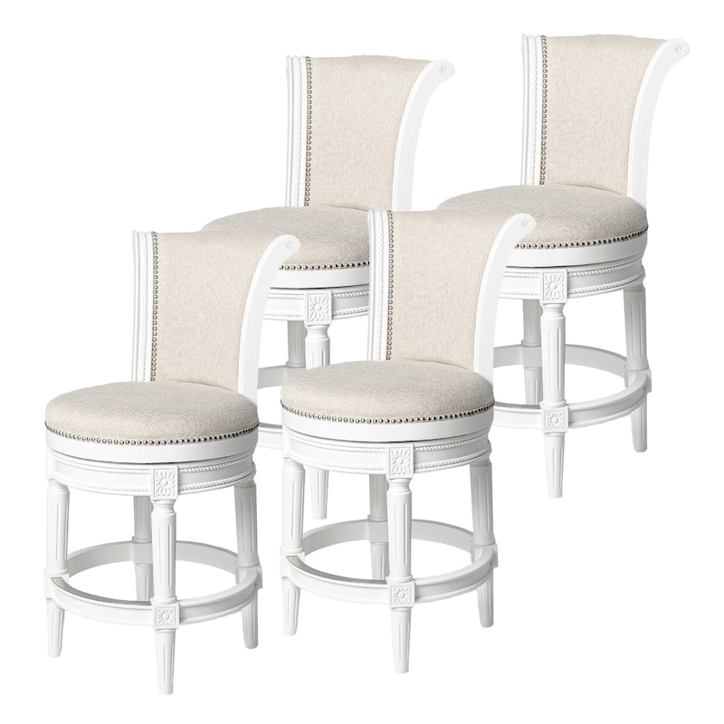 Maven Lane 26" Pullman Swivel Counter Height Kitchen Stool - Set of 4 - Alabaster White.