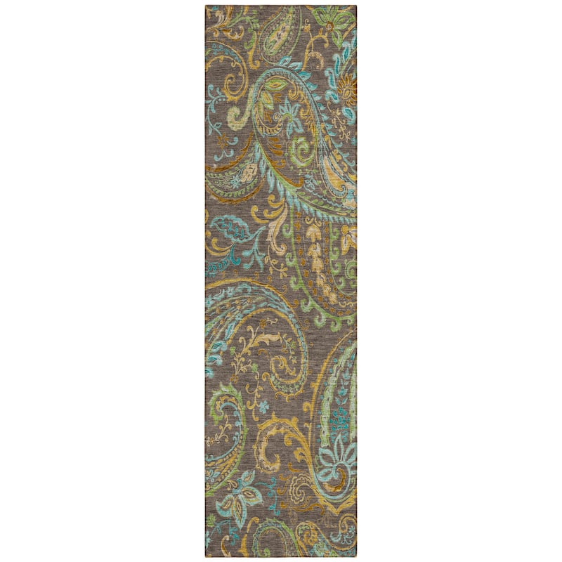 Machine Washable Indoor/ Outdoor Paisley Chantille Rug