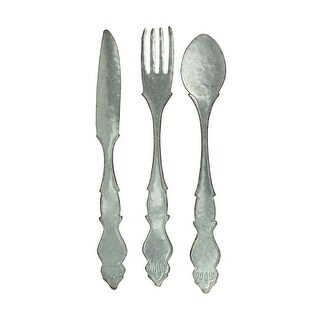 Shop Extra Large Galvanized Metal Fork Spoon Knife Farmhouse Kitchen Decor Wall Hanging Set On Sale Overstock 29965205