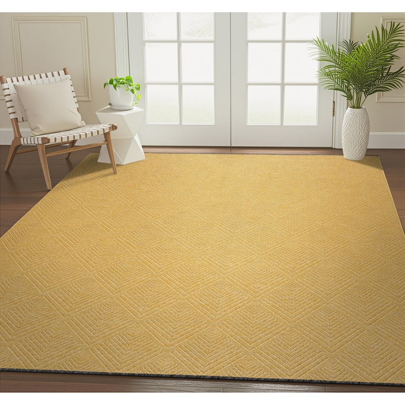 Alameda Solid Color Chevron Machine Washable Indoor Area Rug