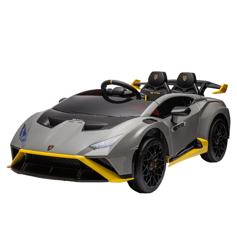 Lamborghini children's electric four-wheel four-wheel drive with remote baby seating toy car - Grey