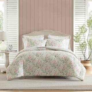 Laura Ashley Arden Floral Reversible Comforter Set, Pink/Sage