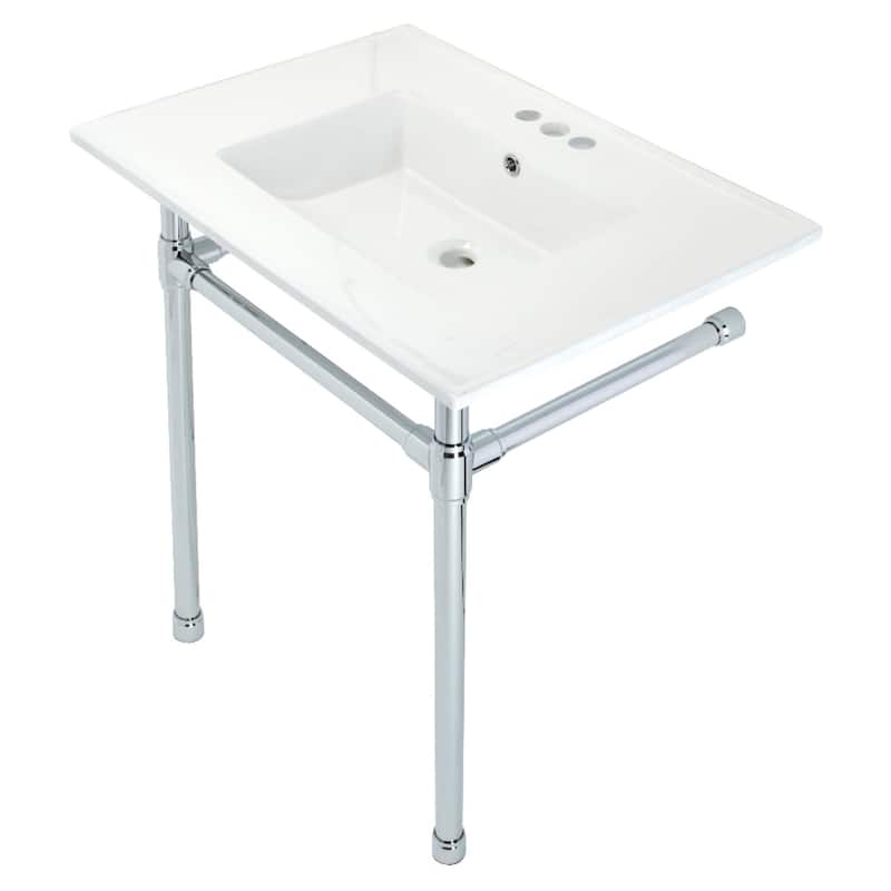 Kingston Brass Dreyfuss 31" Wide Console Sink Set - White / Polished Chrome