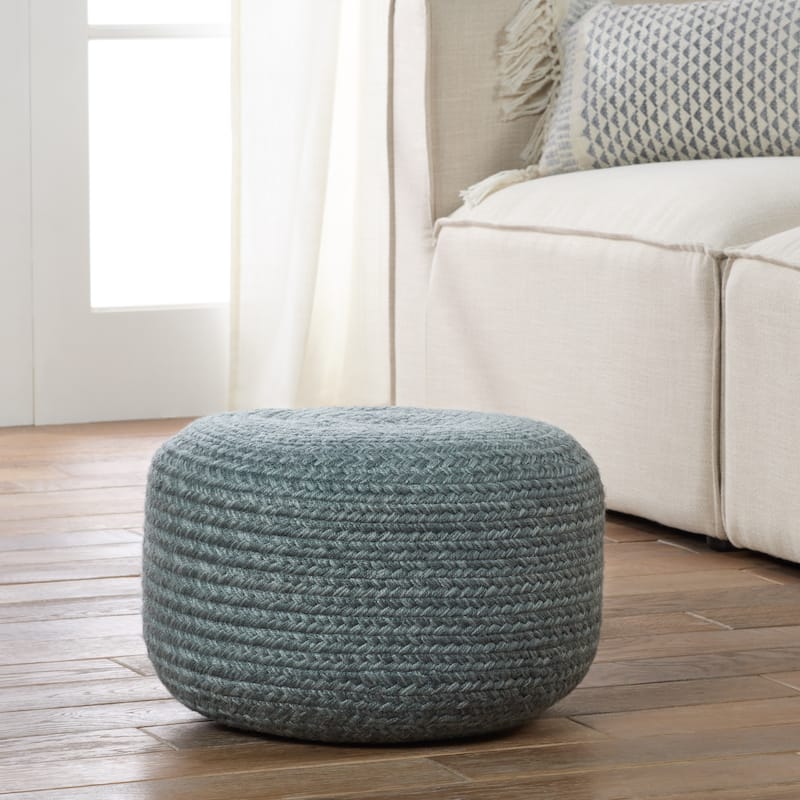 Jaipur Living Saba Solar Round Indoor/Outdoor Polyester Pouf Ottoman/Foot Stool - 18"X18"X12"