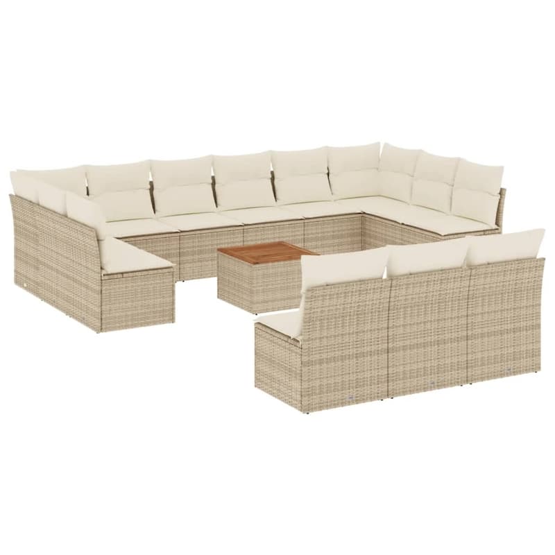 vidaXL Patio Sofa Set with Cushions Outdoor Furniture 14 Piece Poly Rattan - 24.4 x 24.4 x 27.2