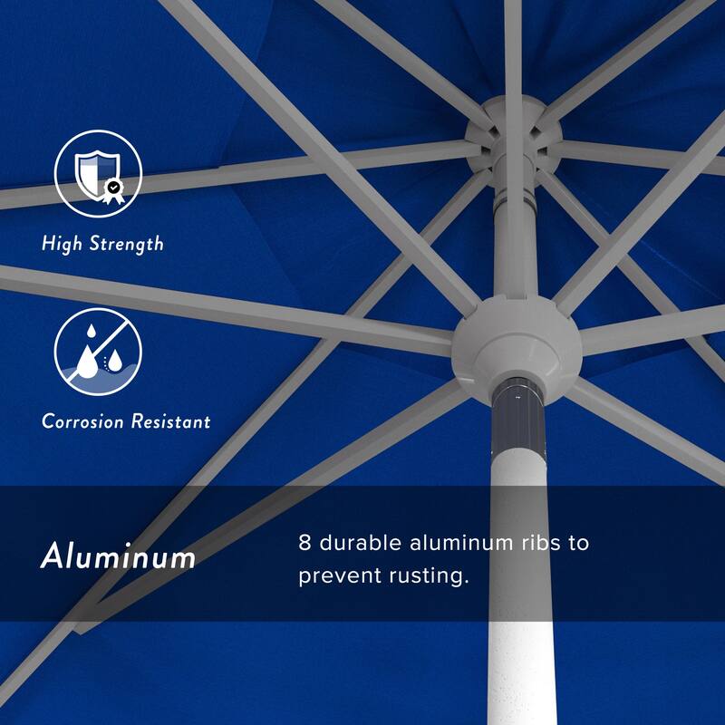 California Umbrella 11' Golden State Series Patio Umbrella White Aluminum Frame Crank Lift Collar Tilt Sunbrella