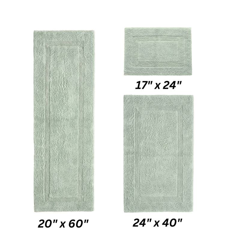 Better Trends Bath Rugs Set 100% Cotton Reversible Water Absorbent Bathroom Rug for Shower, Sink, Bath Mats - Lux Collection