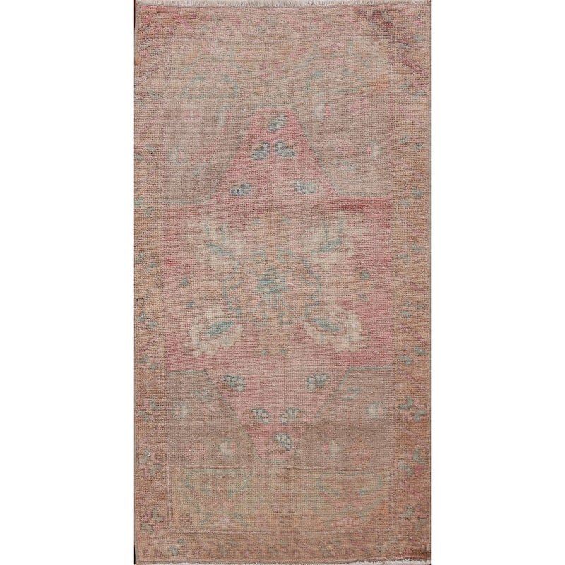 Antique Look Vegetable Dye Oushak Turkish Wool Rug Hand-knotted Carpet - 1'8" x 3'4"