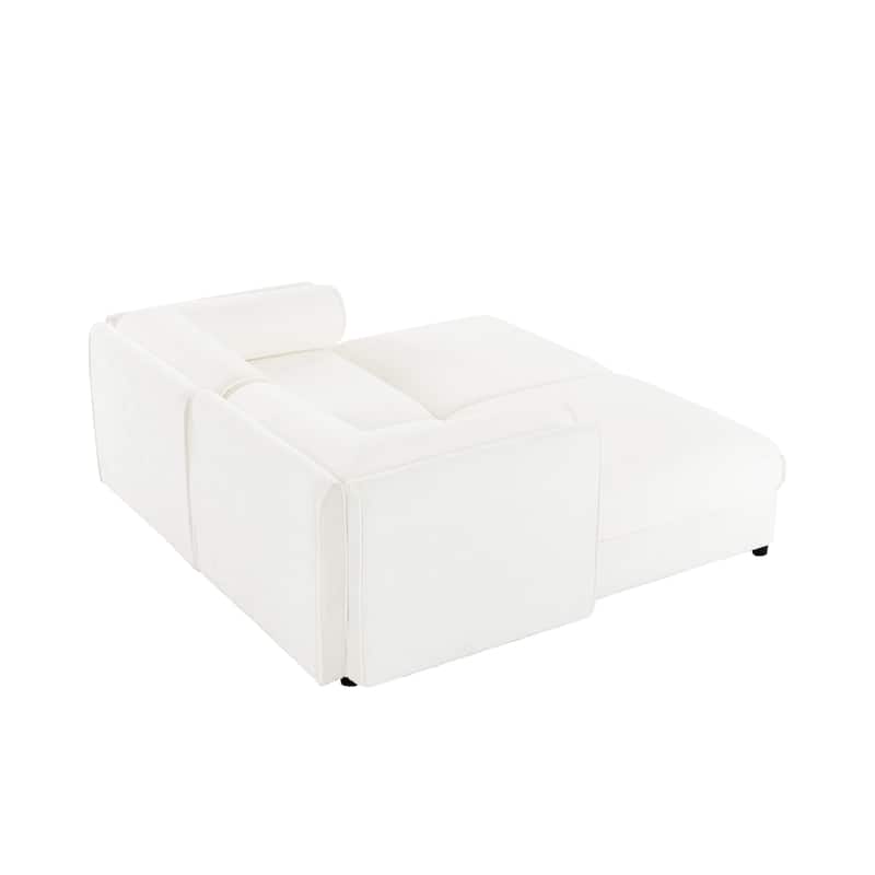 GDFStudio - Marcelline Chenille 2-Seater Sofa With 2 Ottoman