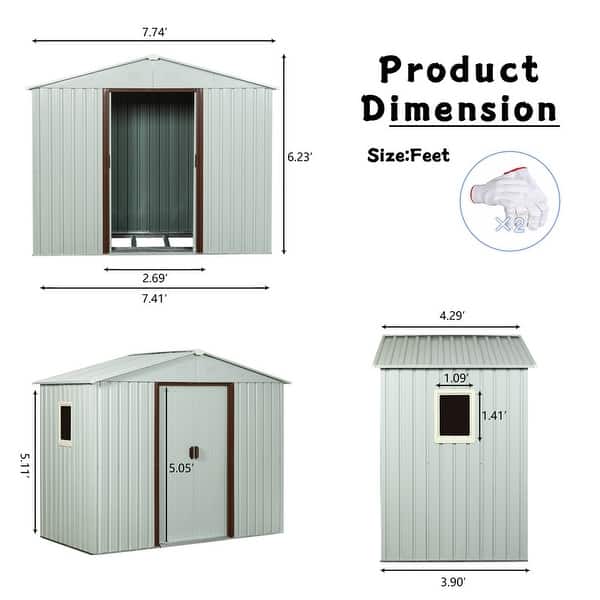 8ft x 4ft Outdoor Metal Storage Shed With Window - Bed Bath & Beyond ...