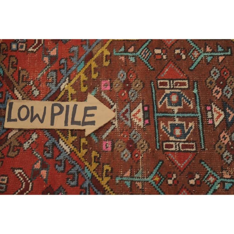 Hand Knotted Oriental 100% Wool Carpet Traditional Geometric Oranges & Rust Ardebil Runner Rug - 10' 11'' X 2' 11''