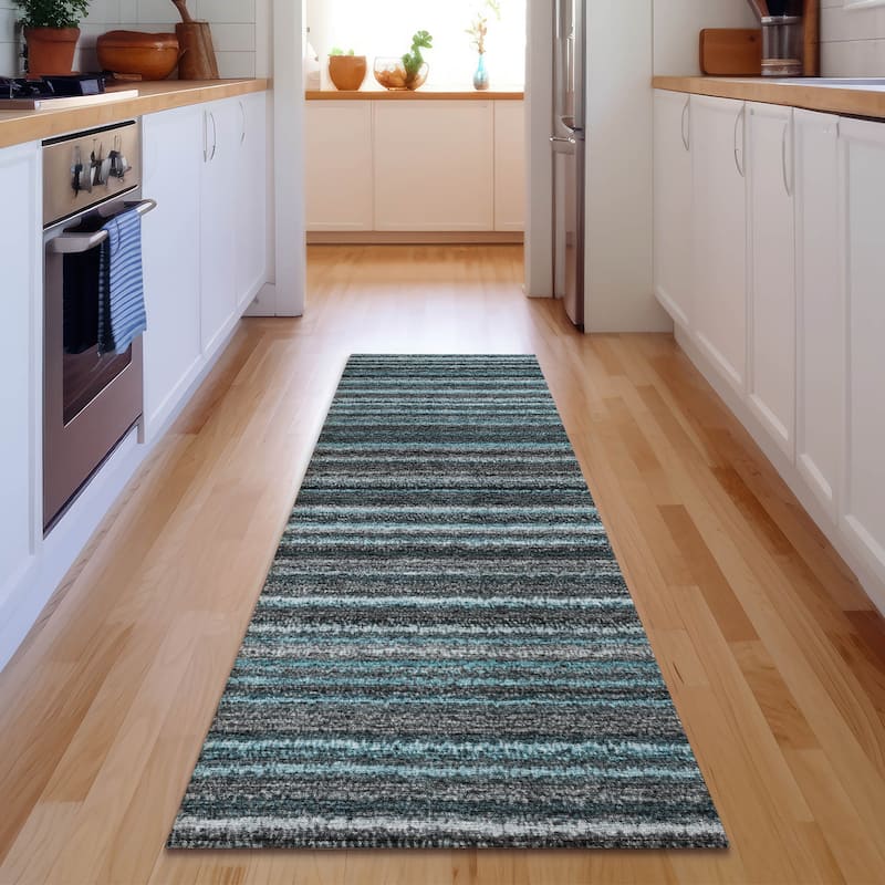 Premium Washable Super Soft Stripe Mayfield Rug - Teal - 2' 3" x 7' 6" - Runner