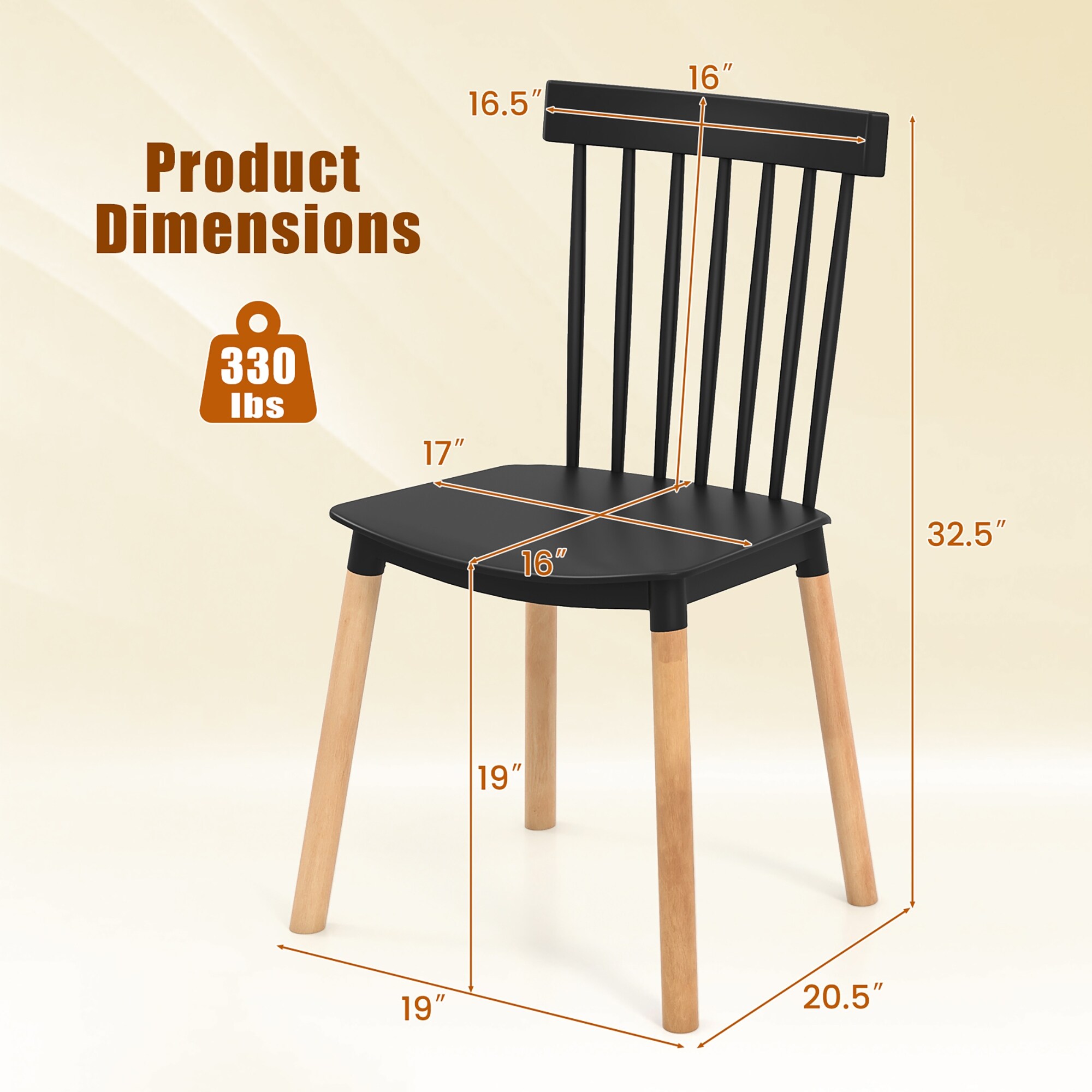 Gymax Set of 4 Windsor Dining Chairs Dining Chairs w/ Spindle