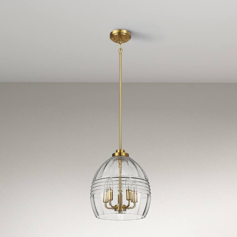 Yert 5-Light Pendant Hanging Light with Clear Glass - Gold