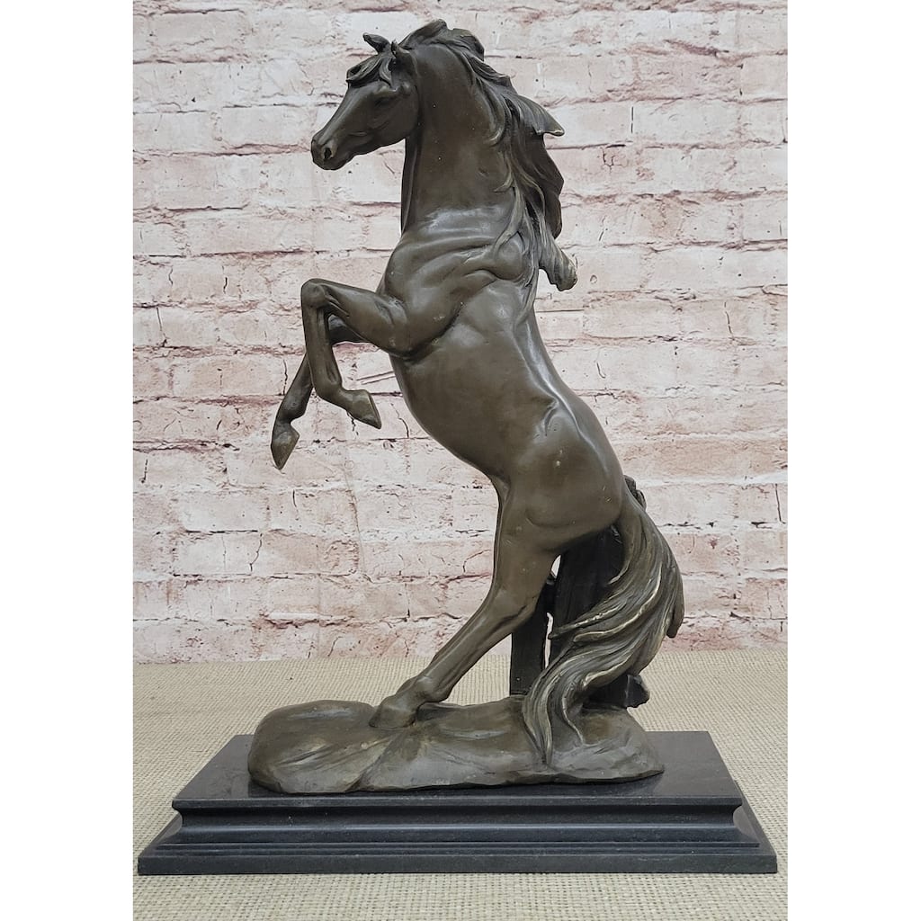 Rearing Stallion Imitative Horse Bronze Sculpture Statue Equestrian Imitative Horses Decor Signed Original Art
