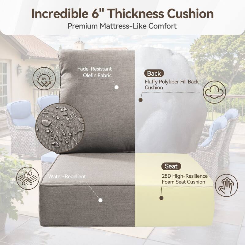 Pocassy Patio Swivel Chairs with 43 inch Fire Pit Table Set