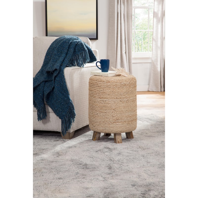 Biscayne Natural Woven Jute and Solid Wood End Table