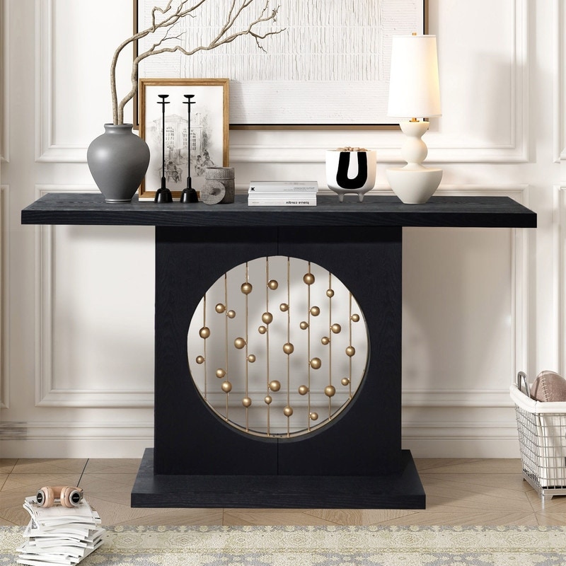Modern 56" Console Table with Gold Accent Stylish Entryway Table for Home Decoration and Elegant Design