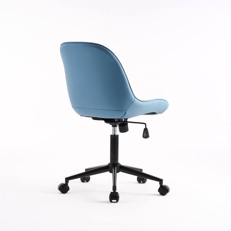 Armless Swivel Office Chair, Faux Leather Task Chairs with Wheels