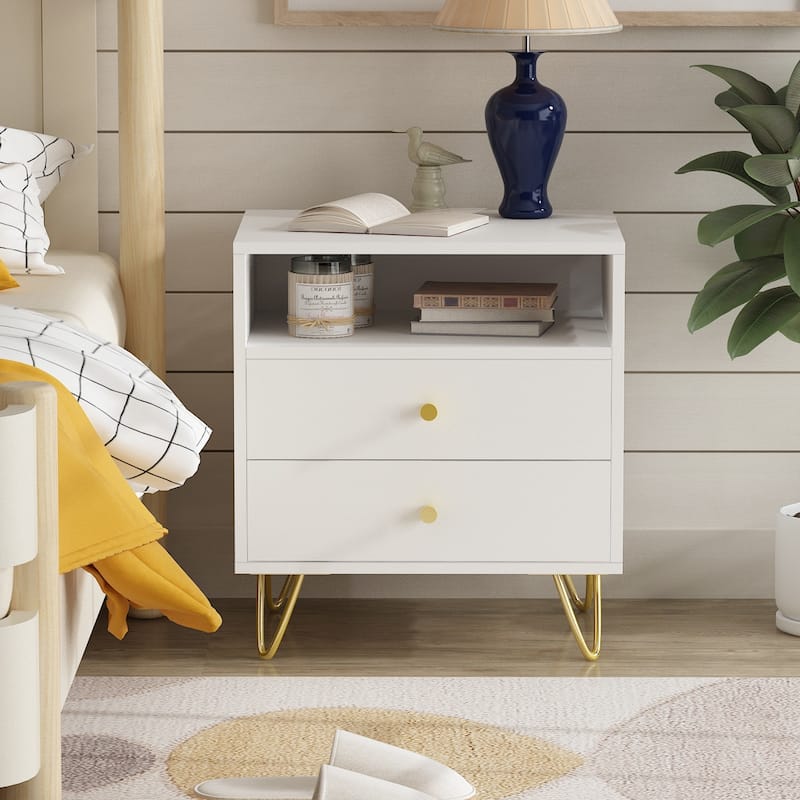 2-Drawer Nightstand With One-Shelf