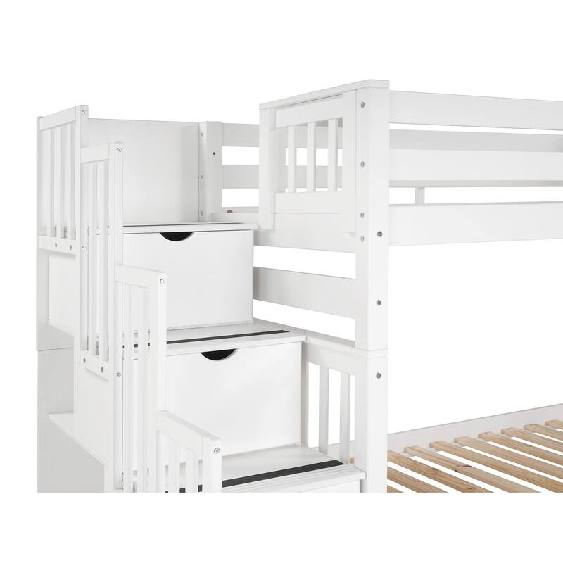 Taylor & Olive Trillium Tall Twin over Twin Stairway Bunk Bed, Drawers