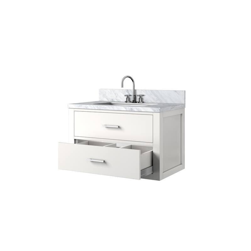 Castor Bath Vanity with Carrara Marble Top, Sink and Faucet