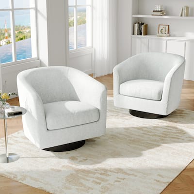 Modern Upholstered Swivel Barrel Club Arm Accent Chair for Living Room